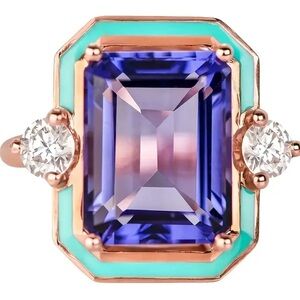 💥Elegant Blue and Gold Gemstone Ring